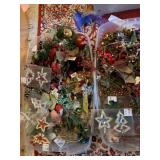 TWO BINS FILLED WITH HOLIDAY DECORATING SUPPLIES