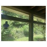 HANGING LANTERN TWO ONE GREEN SHADE ONE BLUE