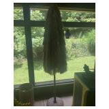 ARTIFICIAL STRAW BEACH UMBRELLA IN IRON HOLDER