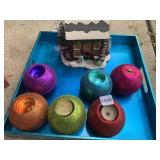SERVING TRAY W/ FANCY CANDLE HOLDERS AND LIGHT UP