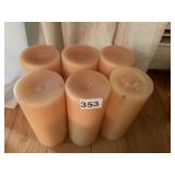 6 NEW 7" PEACH PILLAR CANDLES