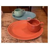 FIESTA PLATES, SUGAR, CREAMER, BLUE PLATE