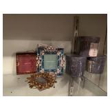 BANDED BOXES, PICTURE FRAME W/ ACCENTS