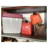 GAS CANS AND A TOTE