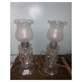 FROSTED SHADE LAMPS W/ PRISMS PAIR
