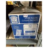 WHITE PLASTIC CUTLERY PACKETS NEW WHOLE CASE