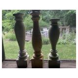 RUSTIC PILLAR CANDLE HOLDERS, SOME BREAKAGE AT