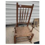 ANTIQUE RUSH SEAT ROCKER