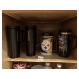 STARBUCKS, STEELERS AND MICKEY TRAVEL MUGS