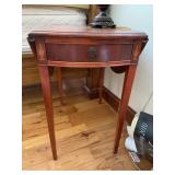 MCM DOUBLE DROP SIDE TABLE WITH CENTER DRAWER