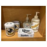 STEELERS BATHROOM SET INCLUDING LOGO TOOTHBRUSH