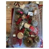 BINS WITH SILVER BALLS, GLASS CUBES, SNOWMEN,