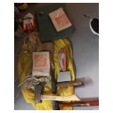 AXE, HAMMERS, WORK APRON, KNEELER, TINS, SLEDGE