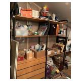 WOOD SHELF UNIT W/ 4 DRAWERS 71" H X 99" W X