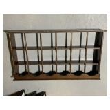 WOOD WALL SHELF W/ PLATE RAIL 19" X 27" X 5"