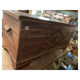 HAND CRAFTED CEDAR CHEST W/ HANDLES, NEEDS HINGES