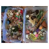 TWO LOCKING TOTES WITH FLORAL DECORATIONS, YELLOW