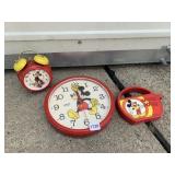 MICKEY MOUSE BATTERY OP CLOCK AND ALARM CLOCK