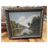 ORIGINAL CREEK SCENE ON CANVAS, SIGNED ON BOTTOM