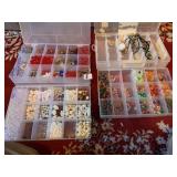 4 PLASTIC BINS OF BEADS GREAT VARIETY
