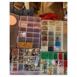 4 PLASTIC BINS OF BEADS GREAT VARIETY