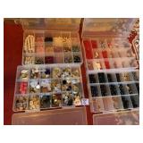 4 PLASTIC BINS OF BEADS GREAT VARIETY