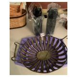 METAL DOUBLE HANDLE BASKET AND 2 NEW JOHN SISSON