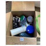 ASSORTED PLASTIC CUPS AND CHALK