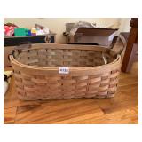 LOW OVAL DOUBLE LEATHER HANDLED BASKET