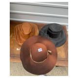 THREE HATS INCLUDING LEATHER