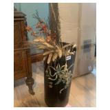 HAND PAINTED UMBRELLA STAND W/ DRIED FLOWER