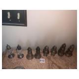 SALT/PEPPERS GLASS CENTER AND STERLING