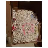 BOX FULL OF TRIMS, LACE, ROPE, EYELET, ETC.
