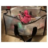 CLEAR STORAGE BAG FILLED WITH RIBBON, GIFT BASKET