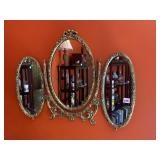 3 SECTION OVAL WALL MIRROR - SIDES TILT IN 3