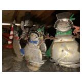 FREE STANDING METAL SNOWMEN 4 PC. SET
