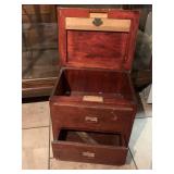 LIFT TOP 2 DRAWER CABINET PAINTED ROUGH TOP NO