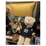 STEELER PILLOW, AND 3 BEARS