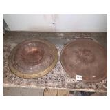 PINK DEPRESSION SANDWICH PLATE AND GOLD RIM BOWL