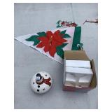 SNOW MAN IN BOX AND POINSETTIA ACCENT