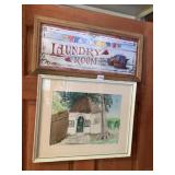 ORIGINAL FRAMED AND MATTED ART PIECE, LAUNDRY
