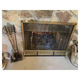 FIREPLACE TOOL SET W/ SCREEN AND ANDIRONS