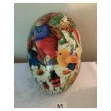 VINTAGE PAPER MACHE BUNNY EGG 10" X 6.5" BUNNY