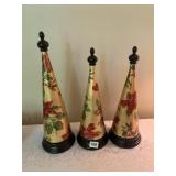 3 DECORATIVE POINSETTIA CONE DECORATIONS