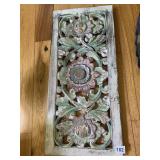 11X22.5 CARVED AND COLORED WOOD PANEL WITH