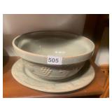 GREEN GLAZED POTTERY OWL