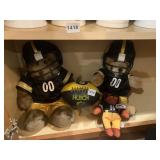 2 STEELER GUND BEARS, STUFFED FOOTBALL