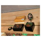 RUSSIAN LAQUERED BOXES, ONE IS ONLY A LID, HAND
