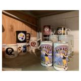 STEELER MUGS, WASHINGTON REDSKINS MUGS, EMPTY