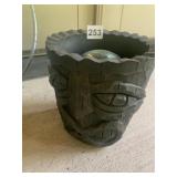 TIKI PLANTER WITH GLASS GLOBE INSIDE